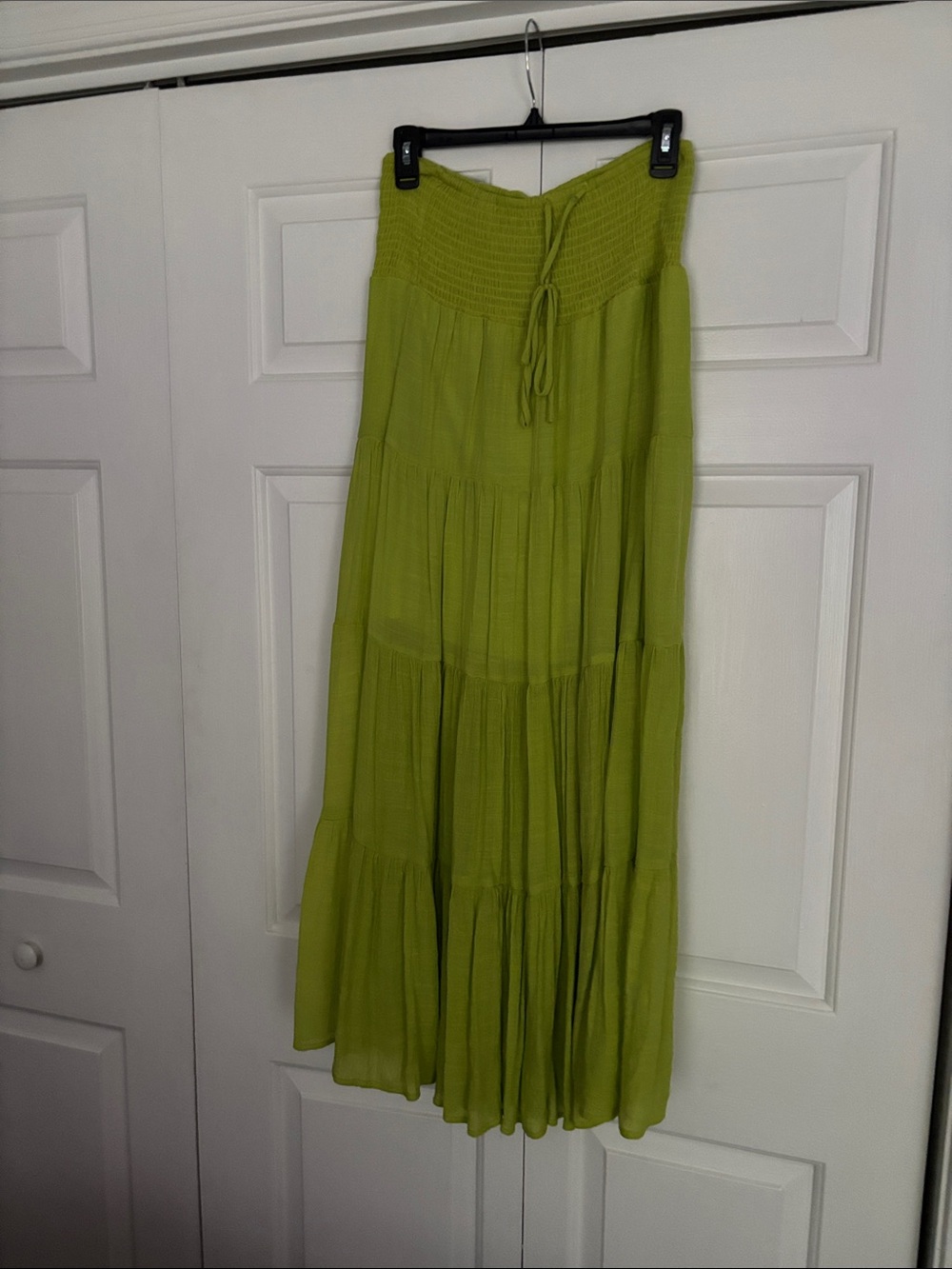 HYFVE Lime Green Tiered Maxi Skirt with Smocked Waist
